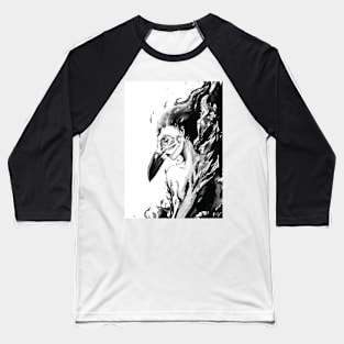 Raven Girl - Black Magic Skull Ink Painting Baseball T-Shirt